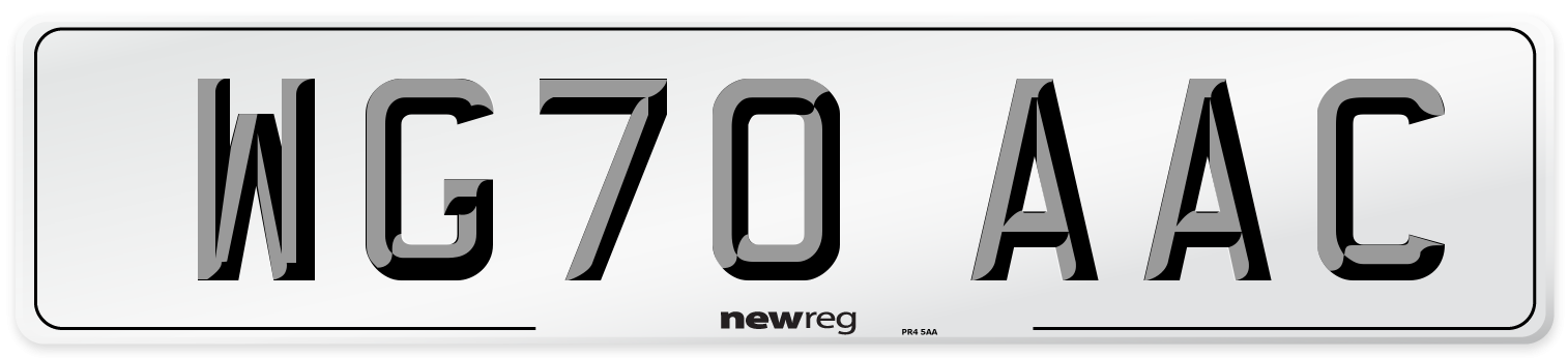 WG70 AAC Number Plate from New Reg